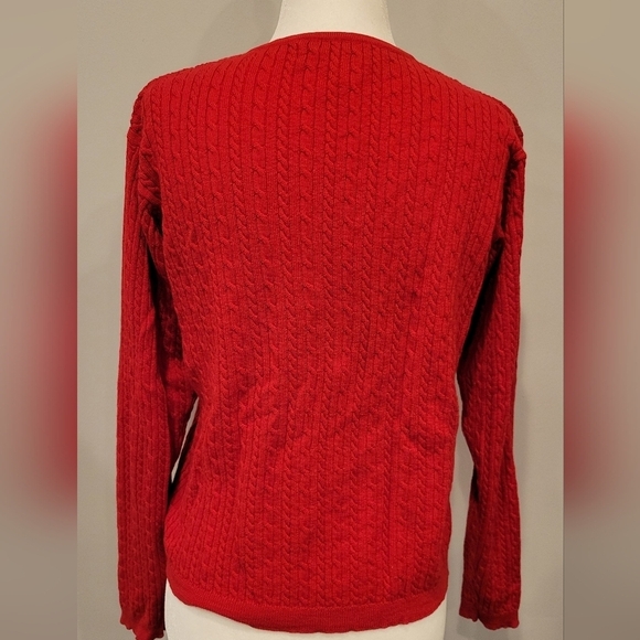 Pendleton 100% Merino Wool Cable Knit Red Sweater Women's Size M - Picture 4 of 11